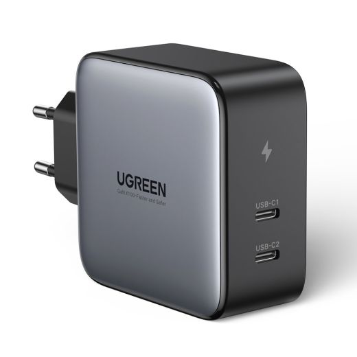 Быстрая зарядка Ugreen Charger 2xUSB Type C 100W Power Gray
