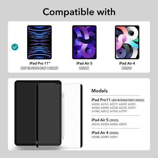 Магнітна матова плівка з ефектом паперу ESR Magnetic Screen Protector Film для iPad Air 10.9" 4 | 5 (2020 | 2022) | iPad Pro 11" (2020 | 2021 | 2022)
