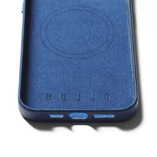 Шкіряний чохол Mujjo Full Leather Case Monaco Blue для iPhone 15 Pro