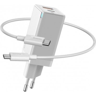 Быстрая зарядка Baseus GaN Mini Quick Charger USB+Type-C 45W White