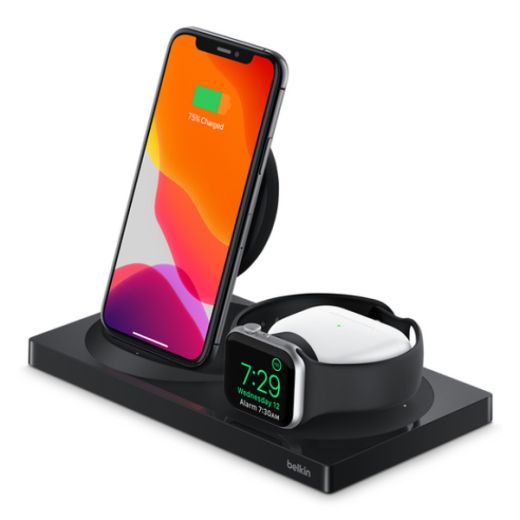 Беспроводная зарядка Belkin 3-in-1 Wireless Charger Black для iPhone | Apple Watch | AirPods (WIZ004ttBK)