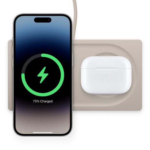 Беспроводная зарядка Belkin BoostCharge Pro 2 в 1 Wireless Charging Pad with MagSafe 15W Sand (WIZ019ttSA)