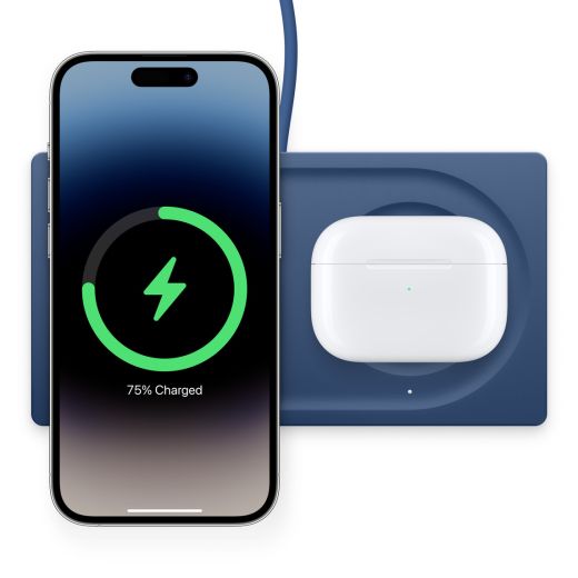 Бездротова зарядка Belkin BoostCharge Pro 2 в 1 Wireless Charging Pad with MagSafe 15W Navy (WIZ019ttBL)