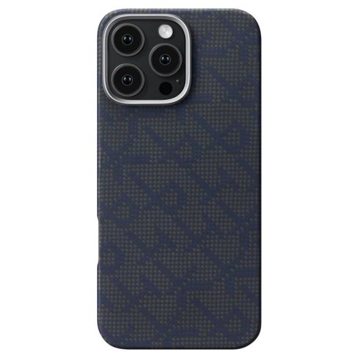 Карбоновый чехол Pitaka Monogram Black/Blue для iPhone 16 Pro