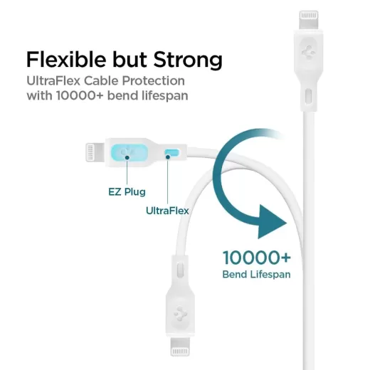 Кабель Spigen DuraSync™ USB-C to Lightning Cable 1 метр White (000CA25416)