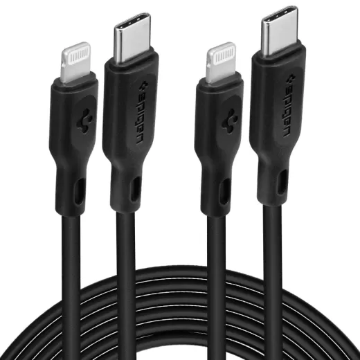 Кабель Spigen DuraSync™ USB-C to Lightning Cable 2 Pack 1 метр Black (000CA27022)