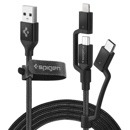 Кабель Spigen DuraSync™ 3 в 1 Charger Cable 1.5 метра Black (000CB22774)