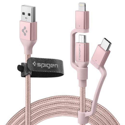 Кабель Spigen DuraSync™ 3 в 1 Charger Cable 1.5 метра Rose Gold (000CB23019)