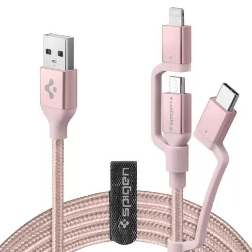 Кабель Spigen DuraSync™ 3 в 1 Charger Cable 1.5 метра Rose Gold (000CB23019)