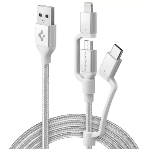 Кабель Spigen DuraSync™ 3 в 1 Charger Cable 1.5 метра Silver (000CB23017)