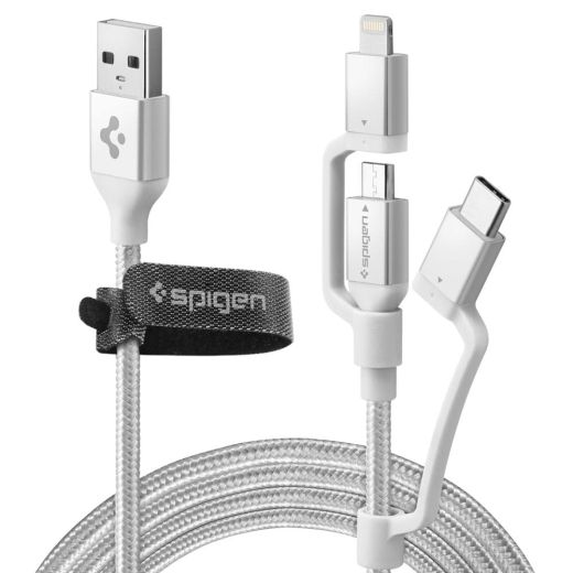 Кабель Spigen DuraSync™ 3 в 1 Charger Cable 1.5 метра Silver (000CB23017)