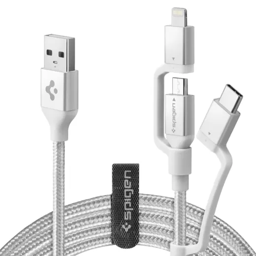 Кабель Spigen DuraSync™ 3 в 1 Charger Cable 1.5 метра Silver (000CB23017)