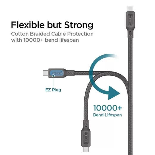 Кабель Spigen DuraSync™ USB-C to USB-C 2.0 Cable Gunmetal (000CA25704)