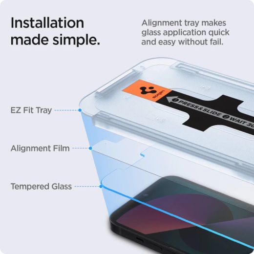 Защитное стекло Spigen Screen Protector EZ FIT GLAS.tR (2 шт.) для iPhone 16e | iPhone 14 (AGL03385)