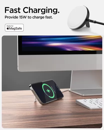 Бездротова зарядка Spigen ArcField™ Magnetic Wireless Charger PF2200 (MagFit) White (ACH05430)