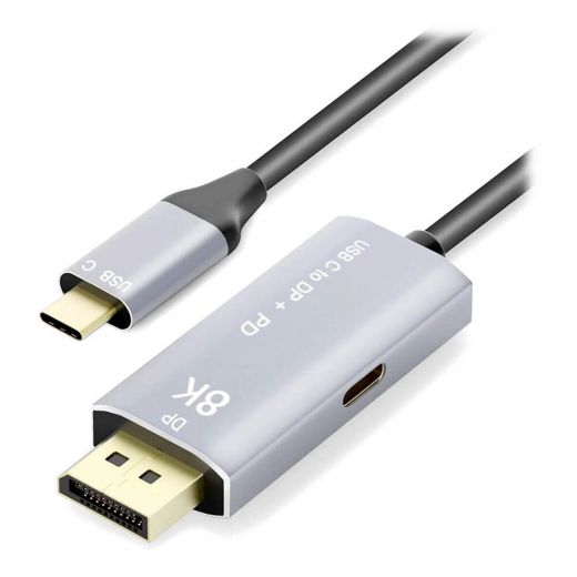 Кабель-переходник для монитора CasePro USB Type-C to DisplayPort 1.4 8K 60Hz with USB-C PD 1м