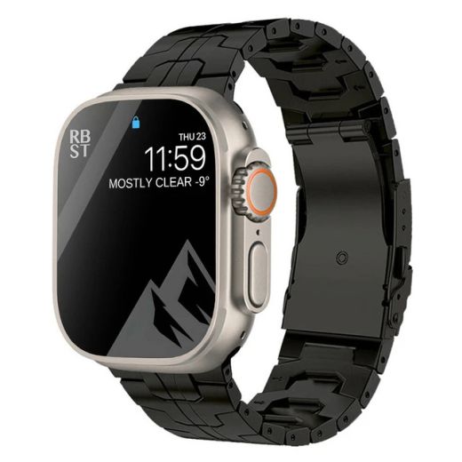 Металевий ремінець Luxury Titanium Strap Silver Black для Apple Watch 49мм | 46мм | 45мм | 44мм