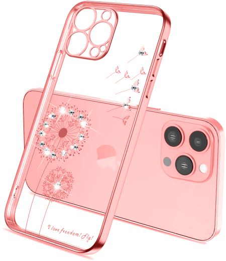 Чохол CasePro Glitter Plating Floral Case Pink для iPhone 13 Pro