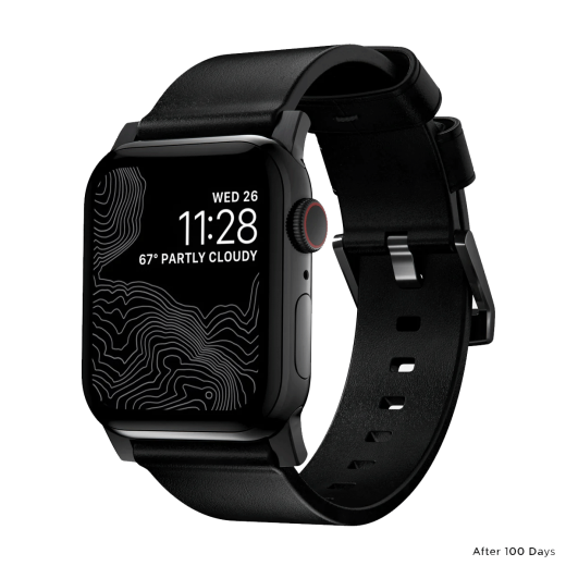 Кожаный ремешок Nomad Modern Slim Band Black Leather / Black Hardware для Apple Watch 42mm | 41mm | 40mm