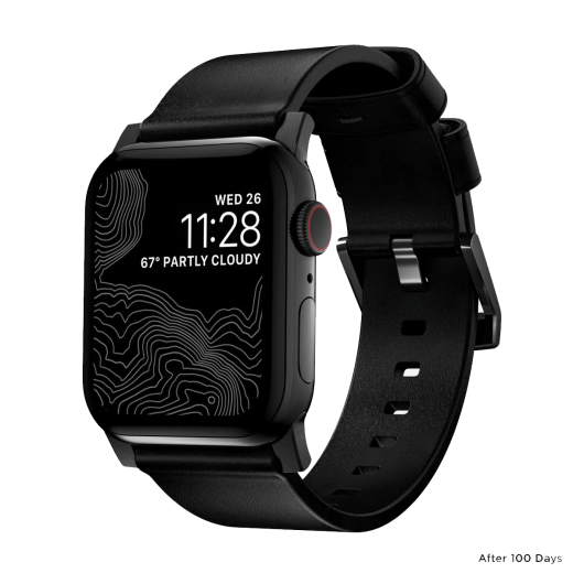 Кожаный ремешок Nomad Modern Slim Band Black Leather / Black Hardware для Apple Watch 41mm | 40mm