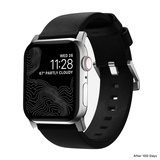 Шкіряний ремінець Nomad Modern Slim Band Black Leather / Silver Hardware для Apple Watch 42mm | 41mm | 40mm