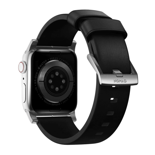Шкіряний ремінець Nomad Modern Slim Band Black Leather / Silver Hardware для Apple Watch 42mm | 41mm | 40mm