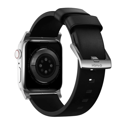 Кожаный ремешок Nomad Modern Slim Band Black Leather / Silver Hardware для Apple Watch 41mm | 40mm