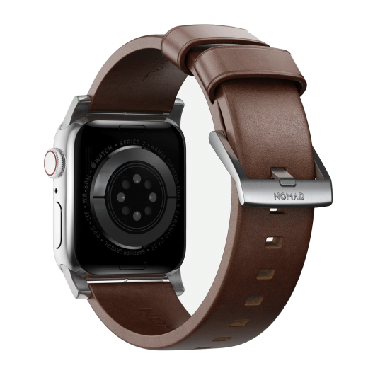 Шкіряний ремінець Nomad Modern Band Horween Leather Rustic Brown / Silver Hardware для Apple Watch 40мм | 41мм