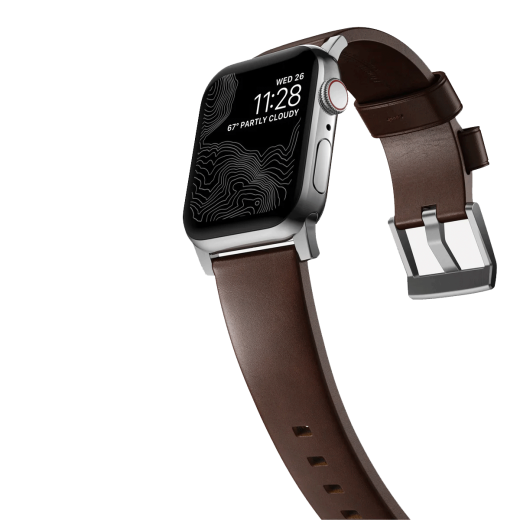 Шкіряний ремінець Nomad Modern Band Horween Leather Rustic Brown / Silver Hardware для Apple Watch 40мм | 41мм