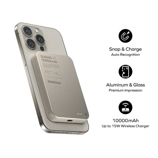 Повербанк Momax Q.Mag X1 Magnetic Wireless Power Bank 10000mAh Gen 2 Black