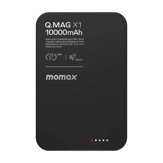 Повербанк Momax Q.Mag X1 Magnetic Wireless Power Bank 10000mAh Gen 2 Black