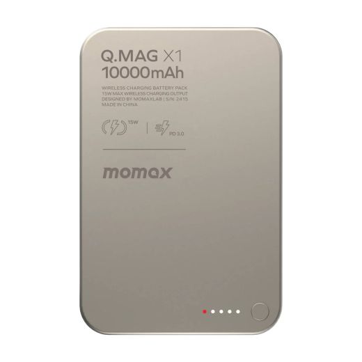 Повербанк Momax Q.Mag X1 Magnetic Wireless Power Bank 10000mAh Gen 2 Titanium