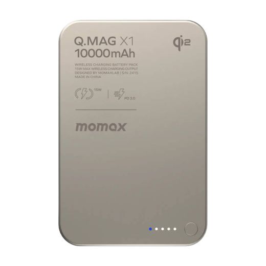 Повербанк Momax Q.Mag X1 Qi2 Magnetic Wireless Power Bank 10000mAh Gen 2 Titanium