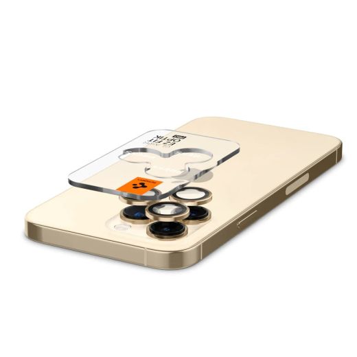 Защитное стекло для камеры Spigen Optik Pro Lens Protector Gold для iPhone 15 Pro | iPhone 15 Pro Max | iPhone 16 Pro | 16 Pro Max (AGL05598)