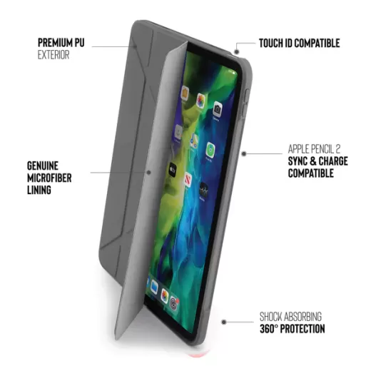 Чохол-підставка Pipetto Origami No1 Original Case Grey для iPad Air 11” M3 | M2 (2025 | 2024) | Air 10.9" 4 | 5 M1 (2020 | 2022)