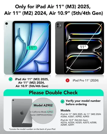Чохол ESR Flip Magnetic Case with Pencil Holder Navy Blue для iPad Air 11” M2 | M3 (2024 | 2025)