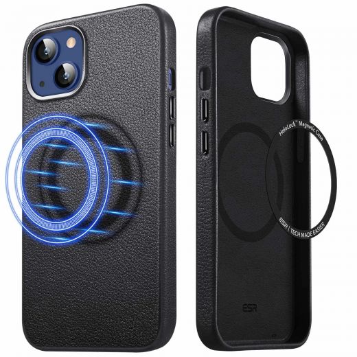 Кожаный чехол ESR Metro Leather Case with HaloLock Black для iPhone 13