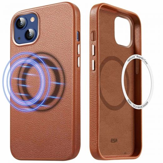 Кожаный чехол ESR Metro Leather Case with HaloLock Brown для iPhone 13