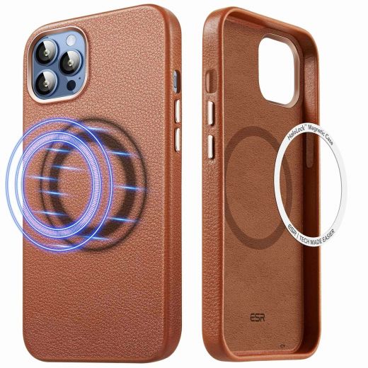 Шкіряний чохол ESR Metro Leather Case with HaloLock Brown для iPhone 13 Pro