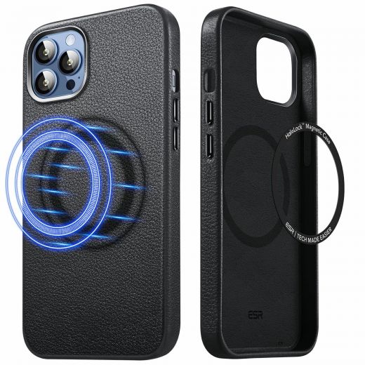 Кожаный чехол ESR Metro Leather Case with HaloLock Black для iPhone 13 Pro Max