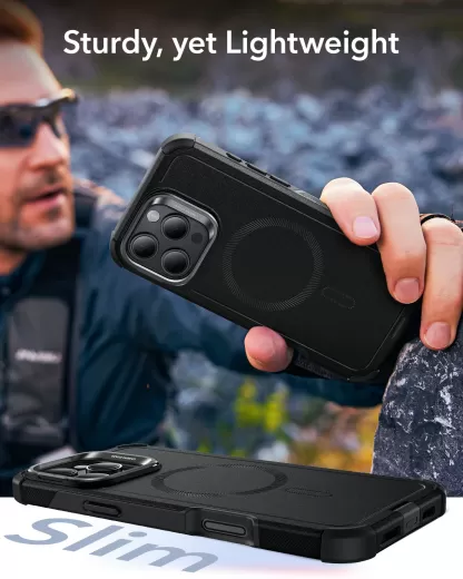 Противоударный чехол с подставкою ESR Cyber Tough Case with Stash Stand (HaloLock) Black для iPhone 16 Pro Max (1A7660102)