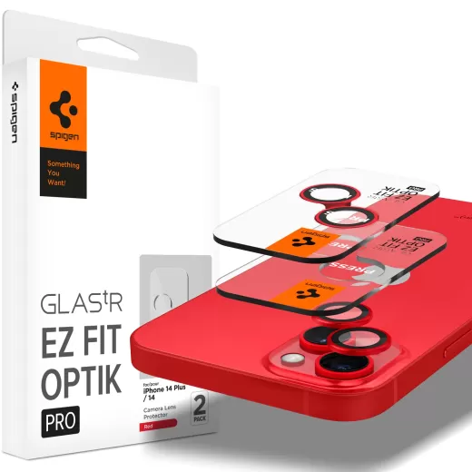 Захисне скло для камери Spigen Optik Pro Lens Protector Red (2 Pack) для iPhone 15 | 15 Plus | 14 | 14 Plus (AGL05605)