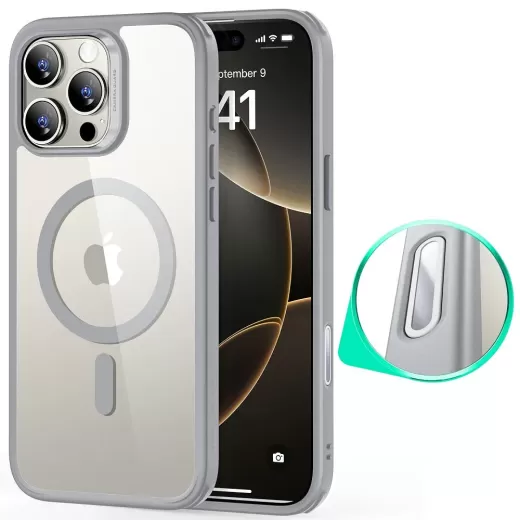 Чехол ESR Classic Hybrid Case (HaloLock) (Camera Control) Clear Grey для iPhone 16 Pro