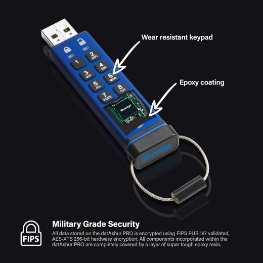 Флешка с паролем iStorage datAshur PRO 16GB (‎IS-FL-DA3-256-16)