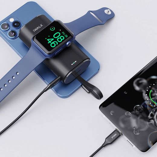 Повербанк (внешний аккумулятор) с беспроводной зарядкой iWalk Power Bank Black для Apple Watch (DBL9000W-BK)