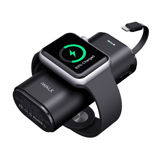 Повербанк (внешний аккумулятор) с беспроводной зарядкой iWalk Power Bank Black для Apple Watch (DBL9000W-BK)