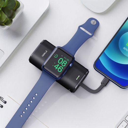 Повербанк (внешний аккумулятор) с беспроводной зарядкой iWalk Power Bank Black для Apple Watch (DBL9000W-BK)