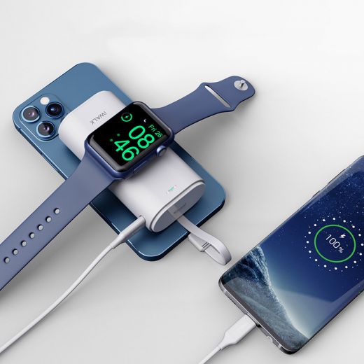 Повербанк (внешний аккумулятор) с беспроводной зарядкой iWalk Power Bank White для Apple Watch (DBL9000W-WH)