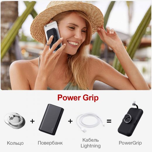 Повербанк з бездротовою зарядкою iWalk PowerGrip 5000mAh Black (DBL5000GL)