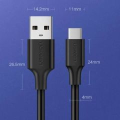 Кабель UGREEN US287 USB 2.0 to USB Type-C Cable Nickel Plating 3A 0.5м Black (60115)